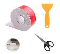 Simple Seal Tape for Bathroom, Self-Adhesive,3.2 m x 2.2 cm, Waterproof Tape, Multifunctional Trim,with Scissors and Scrapersfor Bathtub, Shower, Kitchen, Toilets and Bathroom (White)