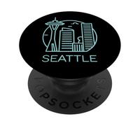 Simple Seattle Downtown Cityscape Emerald Color PopSockets Adhesive PopGrip