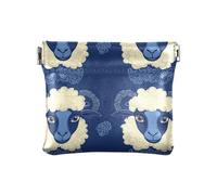 Simple Sheep Face Blue Women's Small Leather Coin Purse Wallet Waterproof Makeup Bag Change Purse for Men Women Travel