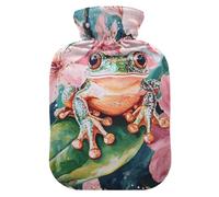 Simple Shining Jewelry Frog hot Water Bottles with Soft Cover, 2L hot Compress Bag for Period Cramps, Hand Feet Warmer, Bolsa para agua Caliente