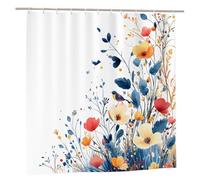 Simple Shower Curtain 200x200 Shower Curtains for Bathroom Extra Wide Weighted Bath Curtain with 12 Hooks Waterproof Polyester Washable Bathroom Curtains Home Decor Gifts for Women (Floral) F-97