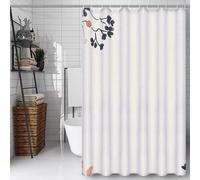 Simple Shower Curtain, Bathroom Curtain with 12 Hooks | Waterproof Polyester | Rustproof Eyelets | Weighted Hem | Machine Washable | Quick Dry | Bathroom Accessories Decor | 100x140cm Beige Y#474