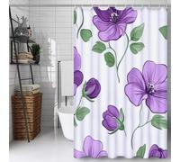 Simple Shower Curtain, Bathroom Curtain with 12 Hooks | Waterproof Polyester | Rustproof Eyelets | Weighted Hem | Machine Washable | Quick Dry | Bathroom Accessories Decor | 180x250cm Flower Y#475