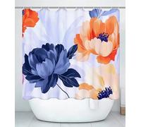 Simple Shower Curtain for Bathroom, Curtain Includes 12 Pcs Hooks, Waterproof Polyester Fabric, Rustproof Eyelets, Weighted Hem, Machine Washable, Quick Dry, Bathroom Decor H100 x W130cm Flower J#345