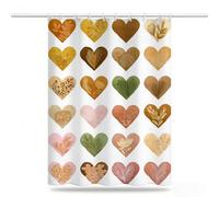 Simple Shower Curtains for Bathroom 160x200cm, Long Waterproof Bath Curtain, Polyester Fabric Window Drapes with 12 Hooks, Weighted Hem Showering Panel Bathroom Decor Love Curtains 64x80inch, Model356