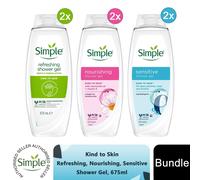 Simple Nourishing Shower Gel Family Nourish (675ml) - Sensitive Skin Bath Wash & Soap Free Body Cleanser, Vegan Daily Use Body Wash, Large Family Size Shower Gel