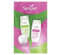 Simple Shower Gel Duo Collection Gift Set with two shower gels and a luxury shower puff perfect gifts for her 2 piece