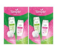 Simple Shower Gel Gift Set Nourishing & Refreshing Body Wash Duo- 2 Pack, Gentle Skincare with Chamomile Geranium Cucumber for Sensitive Skin Soap-Free Cleanser with Pro-Vitamin B5 & Vitamin E