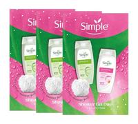 Simple Shower Gel Gift Set Nourishing & Refreshing Body Wash Duo- 3 Pack, Gentle Skincare with Chamomile Geranium Cucumber for Sensitive Skin Soap-Free Cleanser with Pro-Vitamin B5 & Vitamin E