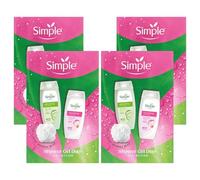 Simple Shower Gel Gift Set Nourishing & Refreshing Body Wash Duo- 4 Pack, Gentle Skincare with Chamomile Geranium Cucumber for Sensitive Skin Soap-Free Cleanser with Pro-Vitamin B5 & Vitamin E