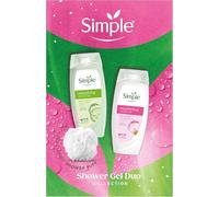 Simple Shower Gel Gift Set Nourishing & Refreshing Body Wash Duo Gentle Skincare with Chamomile Geranium Cucumber for Sensitive Skin Soap-Free Cleanser with Pro-Vitamin B5 & Vitamin E