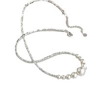Simple Silver Bead Pearl Necklace
