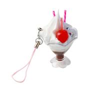 Simple Simulation Ice Cream Charm Pendant Chain Phone Straps Pocket Keychain Strap Hanging Decoration for Keys Bag Purse, cloth/feather, No Gemstone