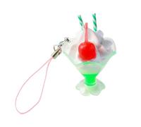 Simple Simulation Ice Cream Charm Pendant Chain Phone Straps Pocket Keychain Strap Hanging Decoration for Keys Bag Purse, cloth/feather, No Gemstone