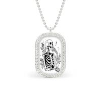 Simple Skeleton Thinking Rectangle Pendant Necklace Silver Women Jewelry Alloy Keychain Tag Jewelry