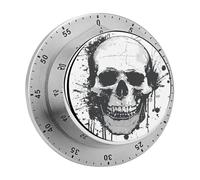 Simple Skull Graphic Kitchen Timer 60 Minute Visual Wind Up Timers Indoor Mechanical Timers with Magnetic Base Stainless Steel Timer for Home Cooking Time Management Tool