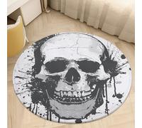 Simple Skull Graphic Round Area Rug - Non-Slip Circle Doormat for Entryway, Washable Low-Profile Throw Rugs for Living Room, Bedroom, Office, Kitchen, Stain Resistant Floor Mat 60 * 60cm