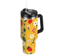 Simple Smallmalist Peach Strawberries Vacuum Wide Mouth Bulk Water Bottles with Straw Lid Decorative Travel Coffee Mug for School, Sports, Daycare, Camp & More botellas de Acero inoxidable para