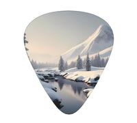 Simple snow scene printed guitar picks, 12-piece set with thin, medium, and thick styles, comes with a storage case