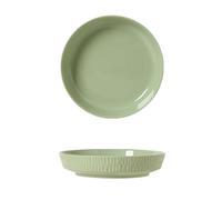 Simple solid color ceramic dishes home rice stripes -8 inch soup plate-green