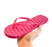 Simple Solid Color Flat Soled Slippers Massage Lingge Platform Flip Flops Beachwear EVA Home Slides Sandals Beach(Rose Red,35-36)