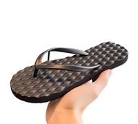 Simple Solid Color Flat Soled Slippers Massage Lingge Platform Flip Flops Beachwear EVA Home Slides Sandals Beach(Black,35-36)