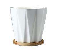 Simple Solid Color Planter Pots with Tray - Prismatic Design for Succulents and Flowers - Ideal for Green Plants Indoor & Outdoor Usage Decorative Flower Pots