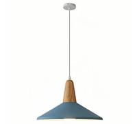 Simple Solid Wood 1-Head Light, Modern Nordic Style Dining Room Hanging Lamp, Shopping Mall Decorative Lighting, E26 Screw Living Rooms Hallways Ceiling Lights Fixture, for Kitchen/Blue