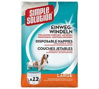 Simple Solution Disposable Dog Diapers Female Dogs Large 12 Pack | Super Absorbent Leak-Proof adjustable fit with Wetness Indicator for Excitable Urination, Incontinence or females in heat