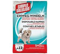 Simple Solution Disposable Dog Diapers for Female Dogs, Super Absorbent Leak-Proof Fit with Wetness Indicator for Excitable Urination, Incontinence or females in heat - 12 pack