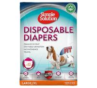 Simple Solution Disposable Dog Diapers for Female Dogs, Super Absorbent Leak-Proof Fit with Wetness Indicator for Excitable Urination, Incontinence or females in heat - 12 pack
