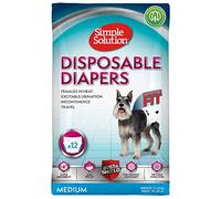 Simple Solution Disposable Dog Diapers Medium - Female Dogs, Super Absorbent, Leak-Proof - 12 Pack