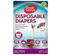 Simple Solution Disposable Dog Diapers for Female Dogs, Super Absorbent Leak-Proof Fit with Wetness Indicator for Excitable Urination, Incontinence or females in heat - 12 pack