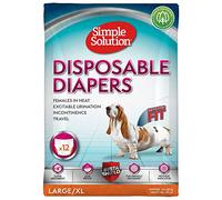 Simple Solution Disposable Dog Diapers for Female Dogs, Super Absorbent Leak-Proof Fit with Wetness Indicator for Excitable Urination, Incontinence or females in heat - 12 pack