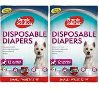 Simple Solution Disposable Dog Diapers for Female Dogs, True Fit, Absorbent, Leak Proof with Wetness Indicator, Puppy & Doggie Period Pad and Pee Diaper, For Small Pets,12-19-Inch Waist, 12 Count