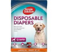 Simple Solution Disposable Dog Diapers for Female Dogs, True Fit, Absorbent, Leak Proof with Wetness Indicator, XL Puppy & Doggie Period Pad and Pee Diaper, for Large Pets, 18-27 Inch Waist, 12 Count