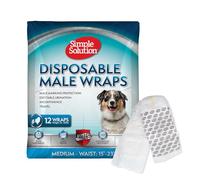 Simple Solution Disposable Dog Diapers for Male Dogs, with Super Absorbent Leak-Proof Fit for Excitable Urination, Incontinence, or Male Marking - 12 Pack