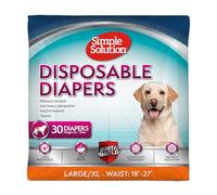 Simple Solution True Fit Disposable Dog Diapers for Female Dogs | Super Absorbent with Wetness Indicator | 30 Count, White, L/XL