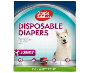Simple Solution True Fit Disposable Dog Diapers for Female Dogs - Super Absorbent with Wetness Indicator - XXL (Waist 22-37in) - 30 Count