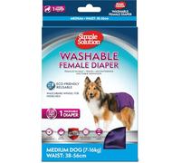 Simple Solution Washable Re-usable Female Dog Diapers, Absorbent with Leak Proof Fit for Excitable Urination, females in heat or Incontinence - 1 x Medium Dog Diaper