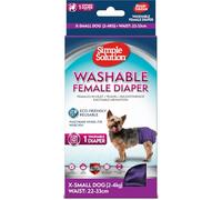 Simple Solution Washable Re-usable Female Dog Diapers, Absorbent with Leak Proof Fit for Excitable Urination, females in heat or Incontinence - 1 x XS Dog Diaper