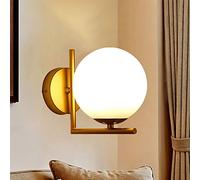 Simple Sphere Glass Lampshade Wall Light Ball LED E27 Wall lamp Creative Metal Round for Bedroom Living Room Kitchen Aisle Dining Room Corridor Bedside Hallway Hotel Cafe Study Villa (Gold)