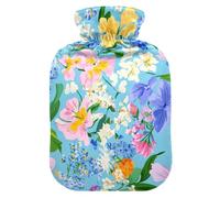Simple Spring Fresh Floral Colorful hot-Water Bottle with Soft Cover, 2L hot Water Bags for Neck Shoulder Warmer