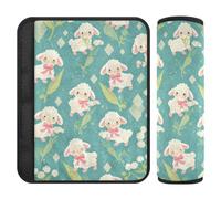 Simple Spring Sheep Cute Retro 2 pcs Child seat Belt Strap Cover, Protects Your Neck and Shoulders, car seat Belt Shoulder pad for Bag