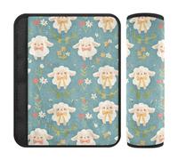 Simple Spring Sheep Cute Retro 2 pcs seat Belt Cushion Shoulder Strap, More Comfort Driving, carseat Seatbelt Covers for Airplane