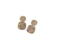 Simple square delicate earrings for women, high-end versatile super flash hot earrings, small group temperament sweet