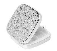 Simple Square Metal Portable Pill Box Storage Box with 3 Compartment (Silver)