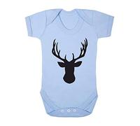 Simple Stag Head Animal Lover Baby Grow Vest, 0-3 Months, Pastel Blue