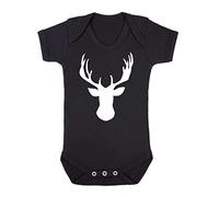 Simple Stag Head Animal Lover Baby Grow Vest, 3-6 Months, Black