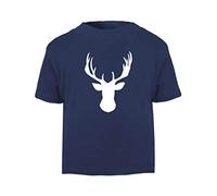 Simple Stag Head Animal Lover Short Sleeve Cotton Toddler t Shirt, 3-4 Years, Navy